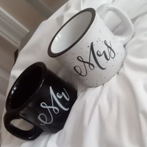 Wedding Mr. & Mrs. Mug set 16 Ounces Black White
